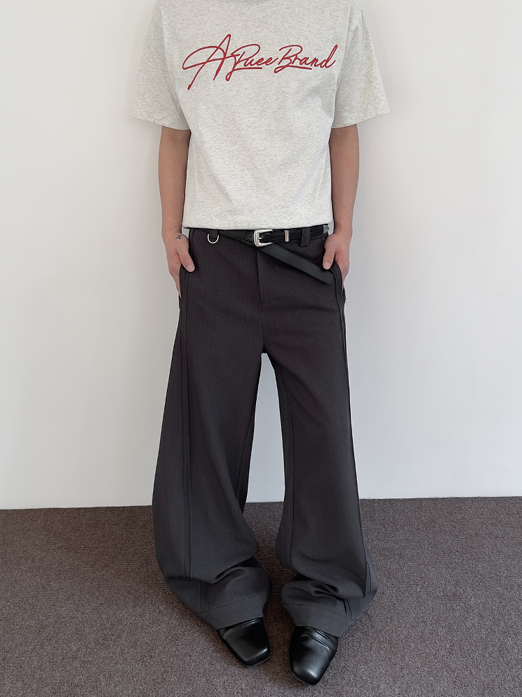 American Retro Cleanfit Double-Pleat Tailored Casual Pants for Men - Baggy Loose Straight-Leg Drape Trousers, Y2K Style American Retro Cleanfit Double-Pleat Tailored Casual Pants for Men - Baggy Loose Straight-Leg Drape Trousers, Y2K Style