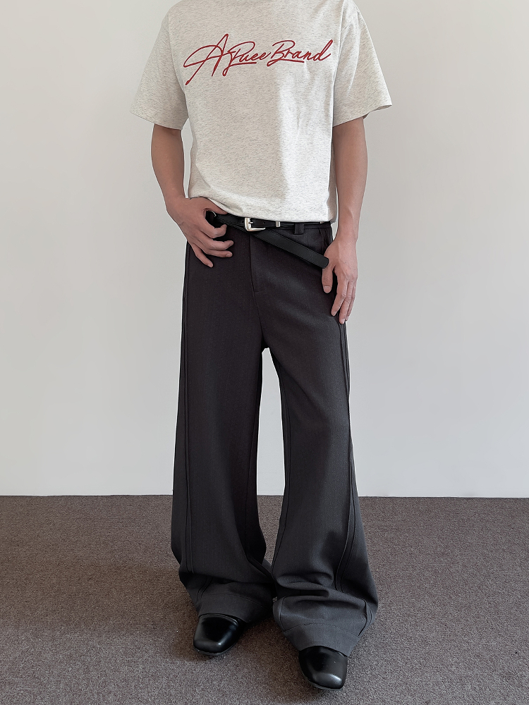 American Retro Cleanfit Double-Pleat Tailored Casual Pants for Men - Baggy Loose Straight-Leg Drape Trousers, Y2K Style American Retro Cleanfit Double-Pleat Tailored Casual Pants for Men - Baggy Loose Straight-Leg Drape Trousers, Y2K Style