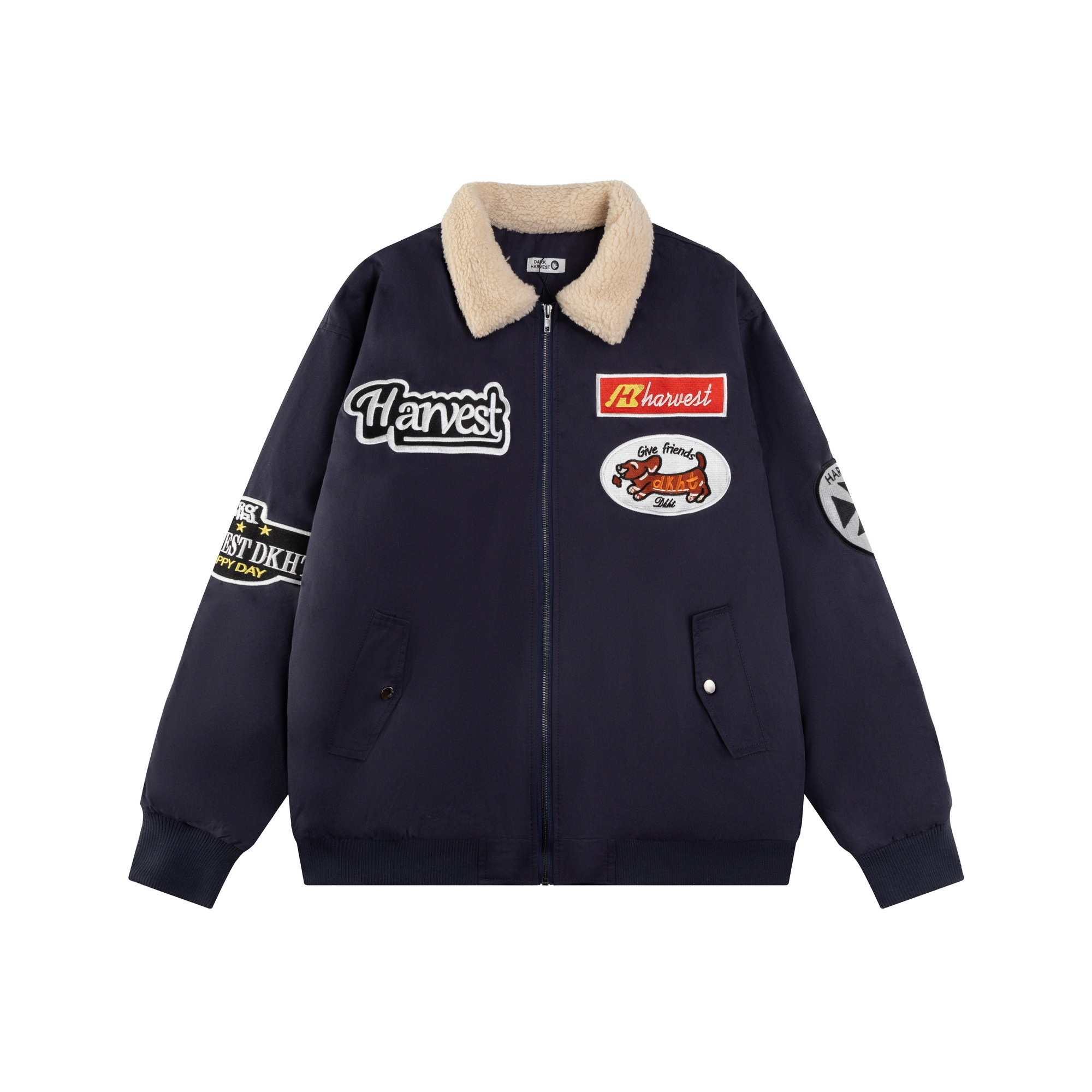 American Retro Design Quilted Thick Jacket with Lamb Fleece Collar for Women â€“ Stylish Winter Coat for Couples