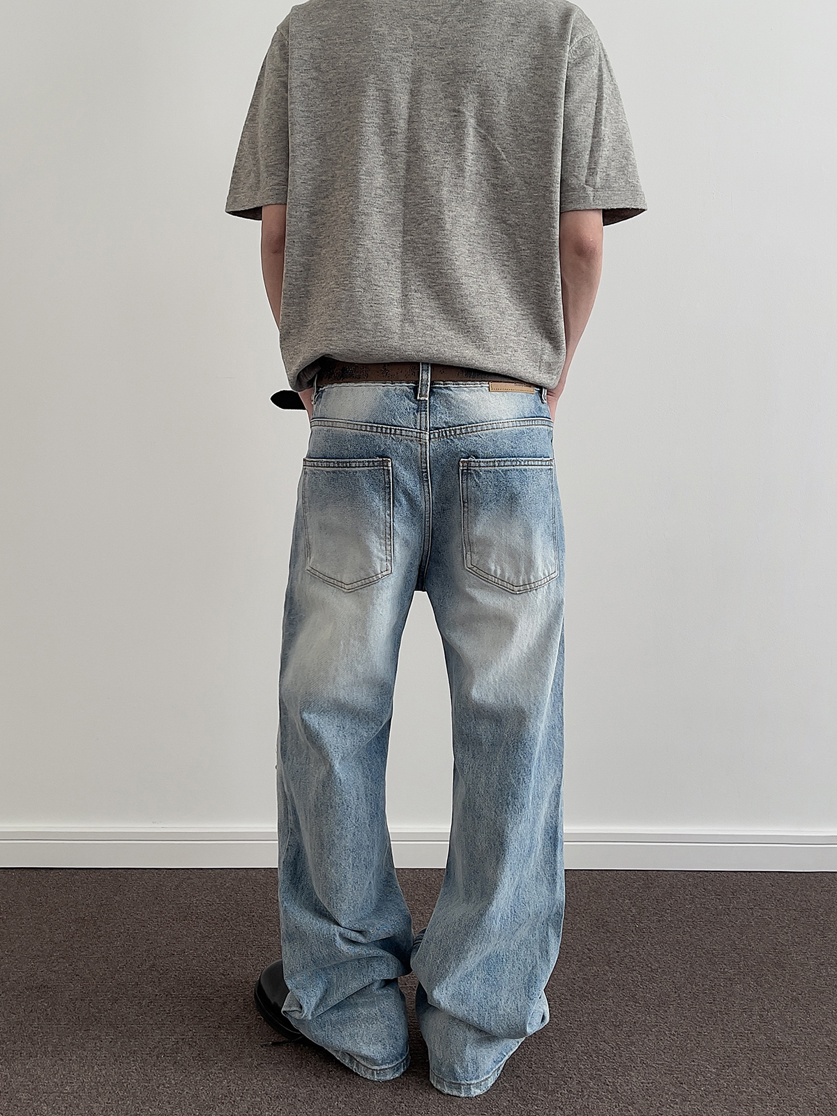 American Retro Distressed Ripped Jeans for Men - Clean Fit Straight Leg Slightly Flared Stylish Pants, 90s Vintage Inspired Fashion American Retro Distressed Ripped Jeans for Men - Clean Fit Straight Leg Slightly Flared Stylish Pants, 90s Vintage Inspired Fashion