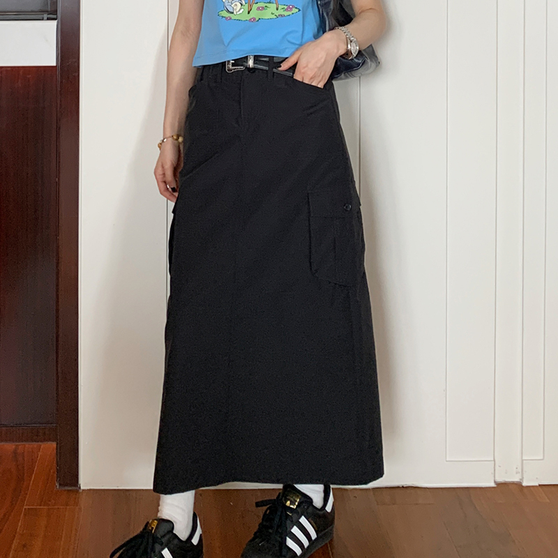 American Retro H-Shaped Pocket Work Skirt - Versatile Mid-Length Skirt for Summer 2025 - Y2K Style