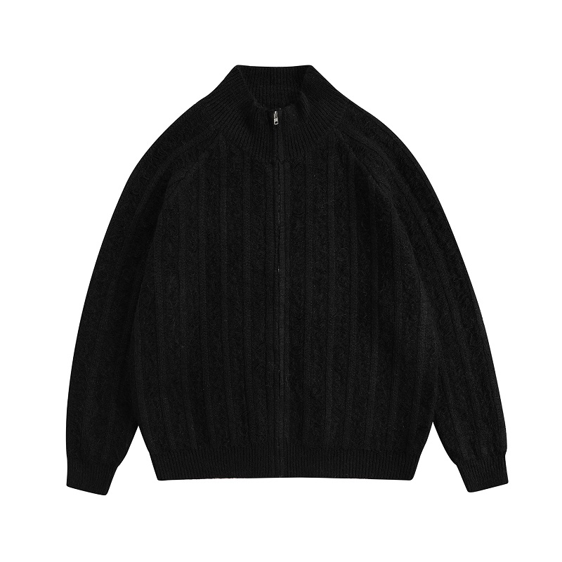 American Retro High Street Loose Fit Cardigan Sweater for Men and Women, Stylish Knitted Top with Stand-Up Collar American Retro High Street Loose Fit Cardigan Sweater for Men and Women, Stylish Knitted Top with Stand-Up Collar