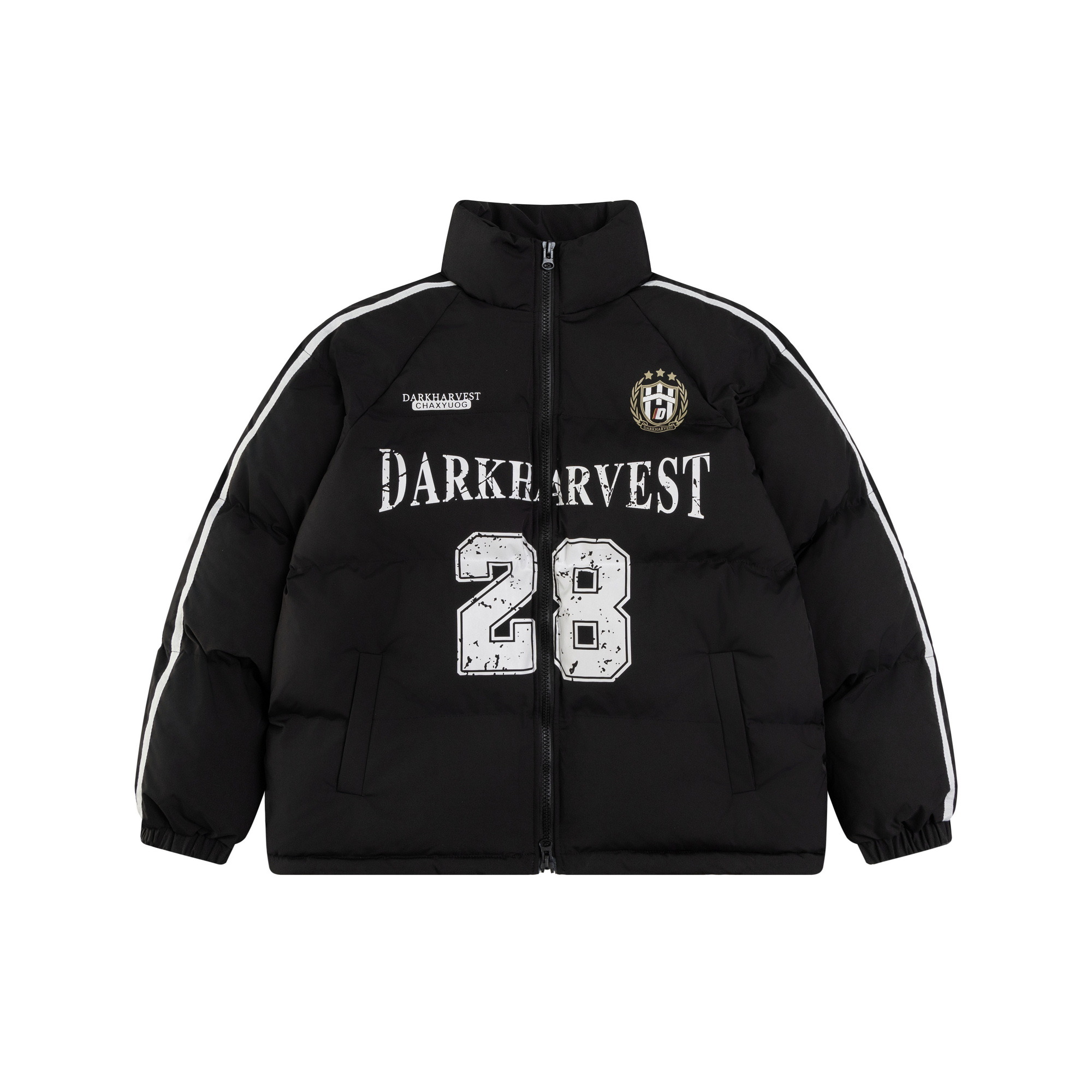 American Retro Letter Print Stand Collar Thickened Puffer Jacket for Winter - Trendy Cotton Coat with 90s Vibes