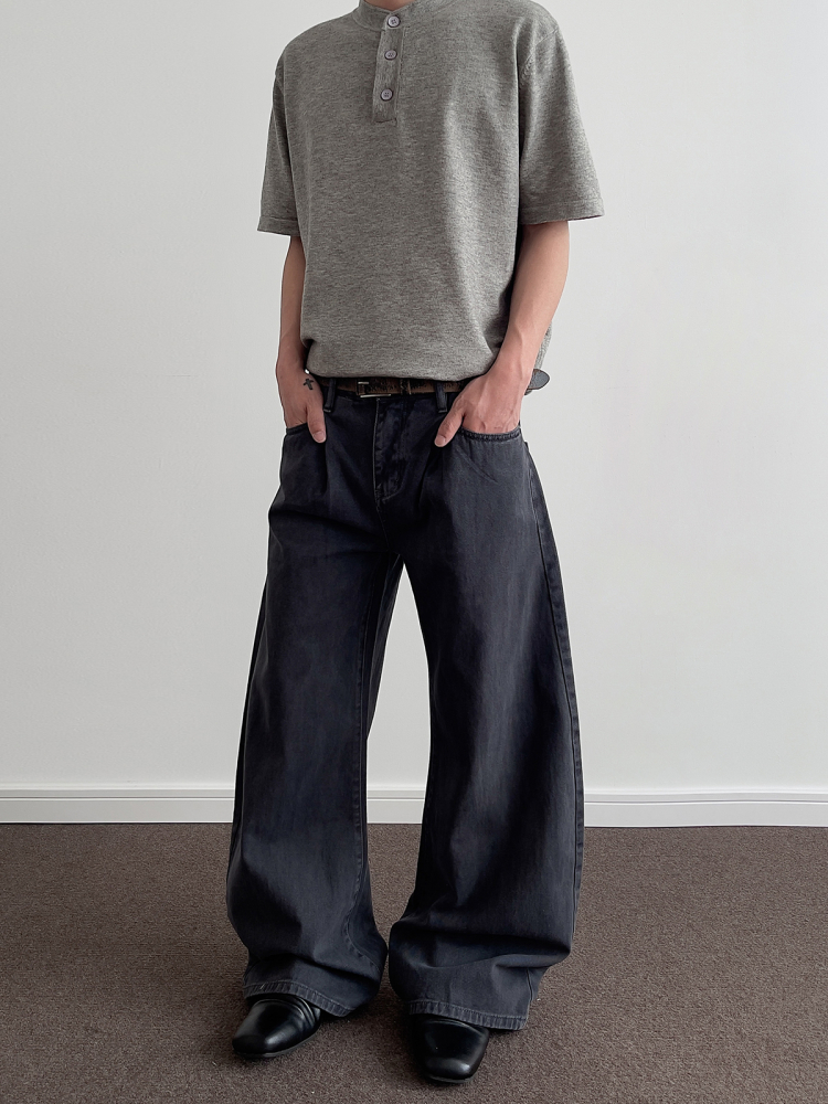 American Retro Pleated Curved Blade Casual Pants - Three-Dimensional Design, Cleanfit Straight Leg, Slightly Flared Y2K Style American Retro Pleated Curved Blade Casual Pants - Three-Dimensional Design, Cleanfit Straight Leg, Slightly Flared Y2K Style