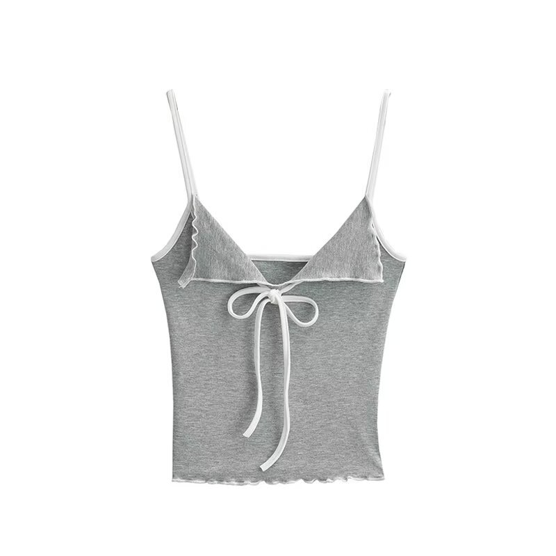 American Retro Spicy Girl Bow Tie Camisole - Women's Summer Sleeveless Top for Y2K and 90s Style American Retro Spicy Girl Bow Tie Camisole - Women's Summer Sleeveless Top for Y2K and 90s Style