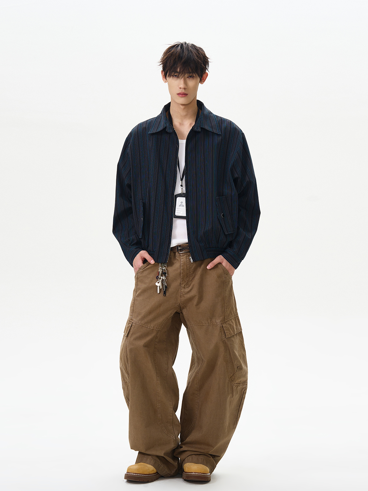 American Retro Striped Harrington Jacket for Men and Women - Stylish Clean Fit Short Coat for Versatile 90s Fashion American Retro Striped Harrington Jacket for Men and Women - Stylish Clean Fit Short Coat for Versatile 90s Fashion