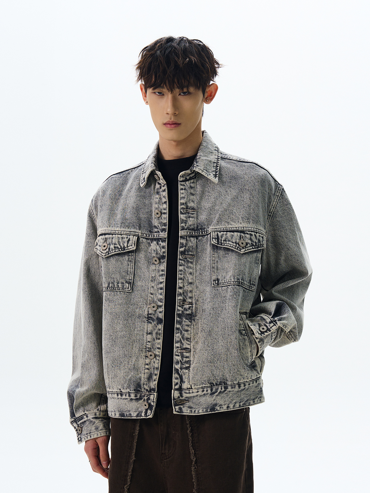 American Retro Vintage Distressed Washed Denim Jacket - Trendy Clean Fit Short Silhouette for Y2K and 90s Style Fashion American Retro Vintage Distressed Washed Denim Jacket - Trendy Clean Fit Short Silhouette for Y2K and 90s Style Fashion