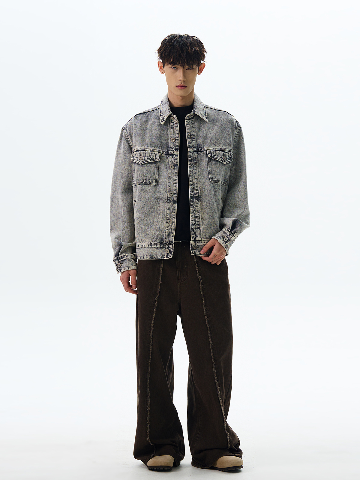 American Retro Vintage Distressed Washed Denim Jacket - Trendy Clean Fit Short Silhouette for Y2K and 90s Style Fashion American Retro Vintage Distressed Washed Denim Jacket - Trendy Clean Fit Short Silhouette for Y2K and 90s Style Fashion