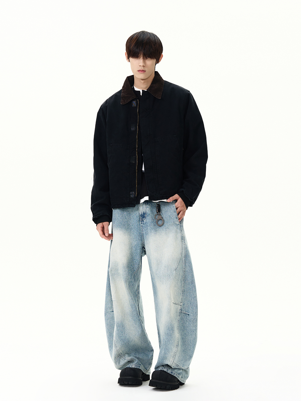 American Retro Vintage Distressed Workwear Lapel Jacket - Short Thick Coat for Y2K and Korean Style Fashion American Retro Vintage Distressed Workwear Lapel Jacket - Short Thick Coat for Y2K and Korean Style Fashion