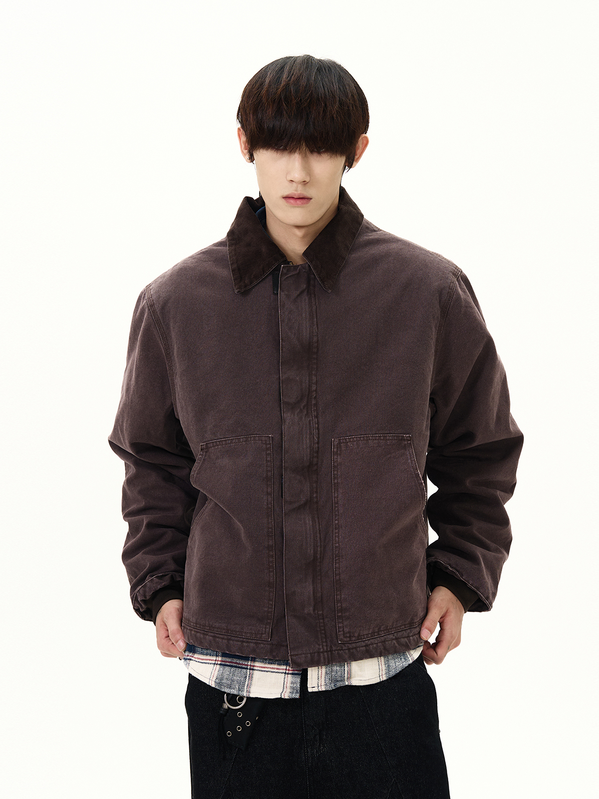 American Retro Vintage Distressed Workwear Lapel Jacket - Short Thick Coat for Y2K and Korean Style Fashion American Retro Vintage Distressed Workwear Lapel Jacket - Short Thick Coat for Y2K and Korean Style Fashion