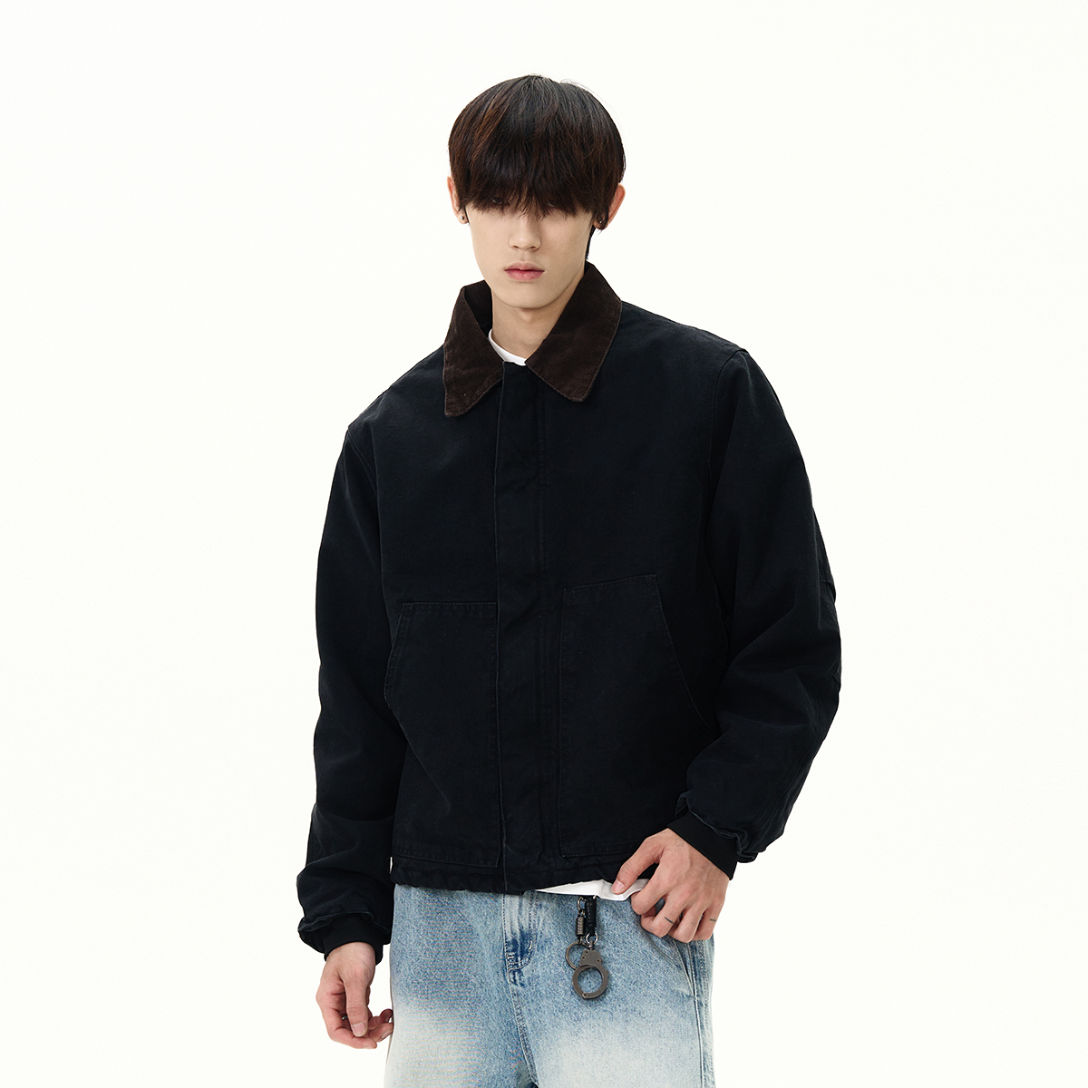 American Retro Vintage Distressed Workwear Lapel Jacket - Short Thick Coat for Y2K and Korean Style Fashion American Retro Vintage Distressed Workwear Lapel Jacket - Short Thick Coat for Y2K and Korean Style Fashion