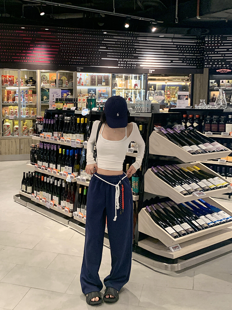 American Vintage Jazz Dance Hip-Hop Sports Pants for Women - Straight Loose Casual Long Wide-Leg Trousers for Y2K Style