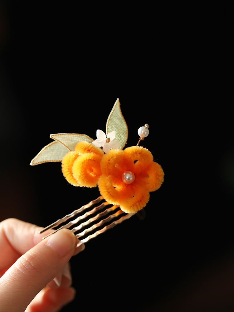 Ancient Style Floral Hairpin - Tang Dynasty Hanfu Side Bun Accessory, Imitation Velvet Butterfly Hair Clip, New Chinese Fashion Ancient Style Floral Hairpin - Tang Dynasty Hanfu Side Bun Accessory, Imitation Velvet Butterfly Hair Clip, New Chinese Fashion