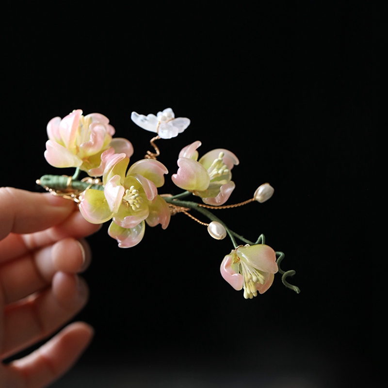 Ancient Style Floral Hairpin - Tang Dynasty Inspired Hair Clip for Women - Hanfu Hair Ornament Accessory - Super Fairy Costume Side Clip