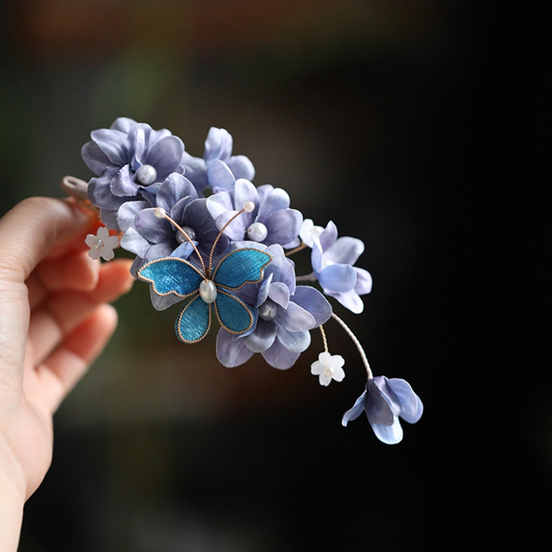 Ancient Style Hair Accessories, Song Dynasty Hanfu Hairpin Headdress, Butterfly Side Clip for Qipao Updo, Fairy Aesthetic