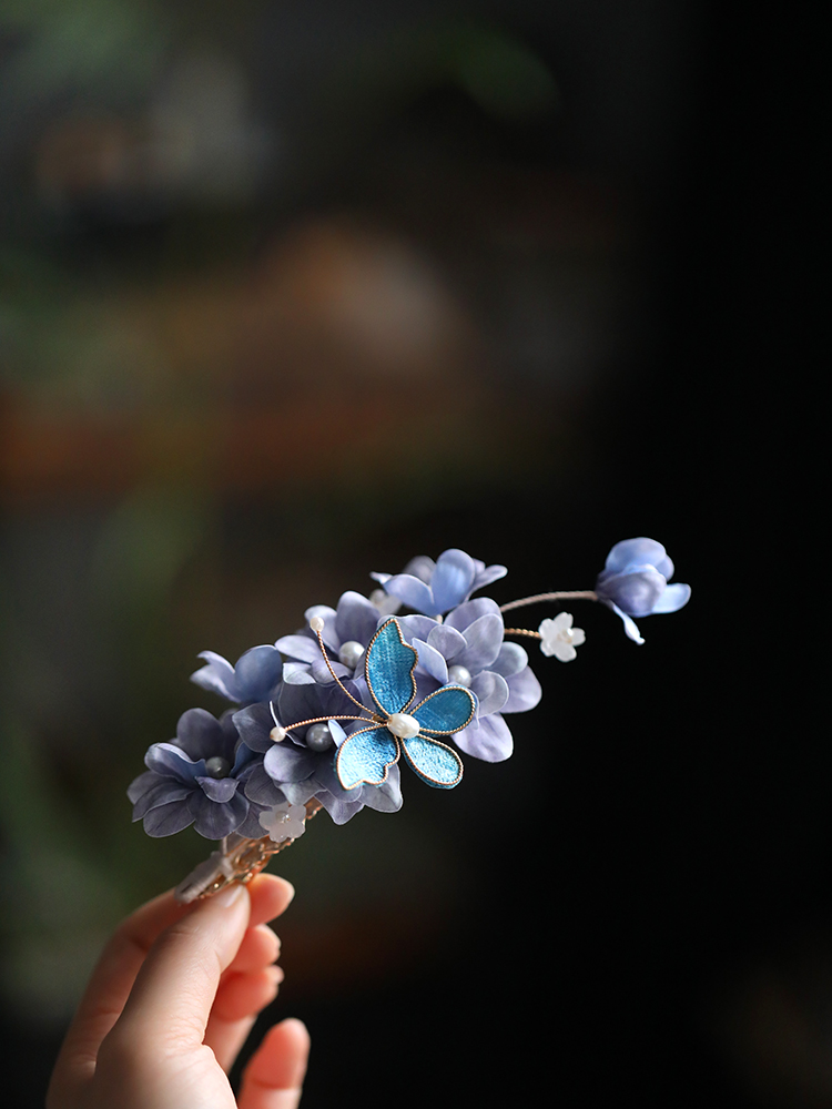 Ancient Style Hair Accessories, Song Dynasty Hanfu Hairpin Headdress, Butterfly Side Clip for Qipao Updo, Fairy Aesthetic Ancient Style Hair Accessories, Song Dynasty Hanfu Hairpin Headdress, Butterfly Side Clip for Qipao Updo, Fairy Aesthetic