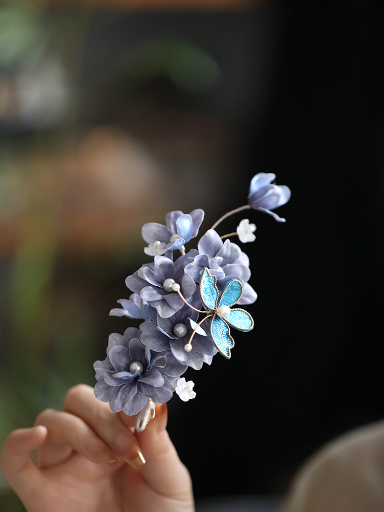 Ancient Style Hair Accessories, Song Dynasty Hanfu Hairpin Headdress, Butterfly Side Clip for Qipao Updo, Fairy Aesthetic Ancient Style Hair Accessories, Song Dynasty Hanfu Hairpin Headdress, Butterfly Side Clip for Qipao Updo, Fairy Aesthetic