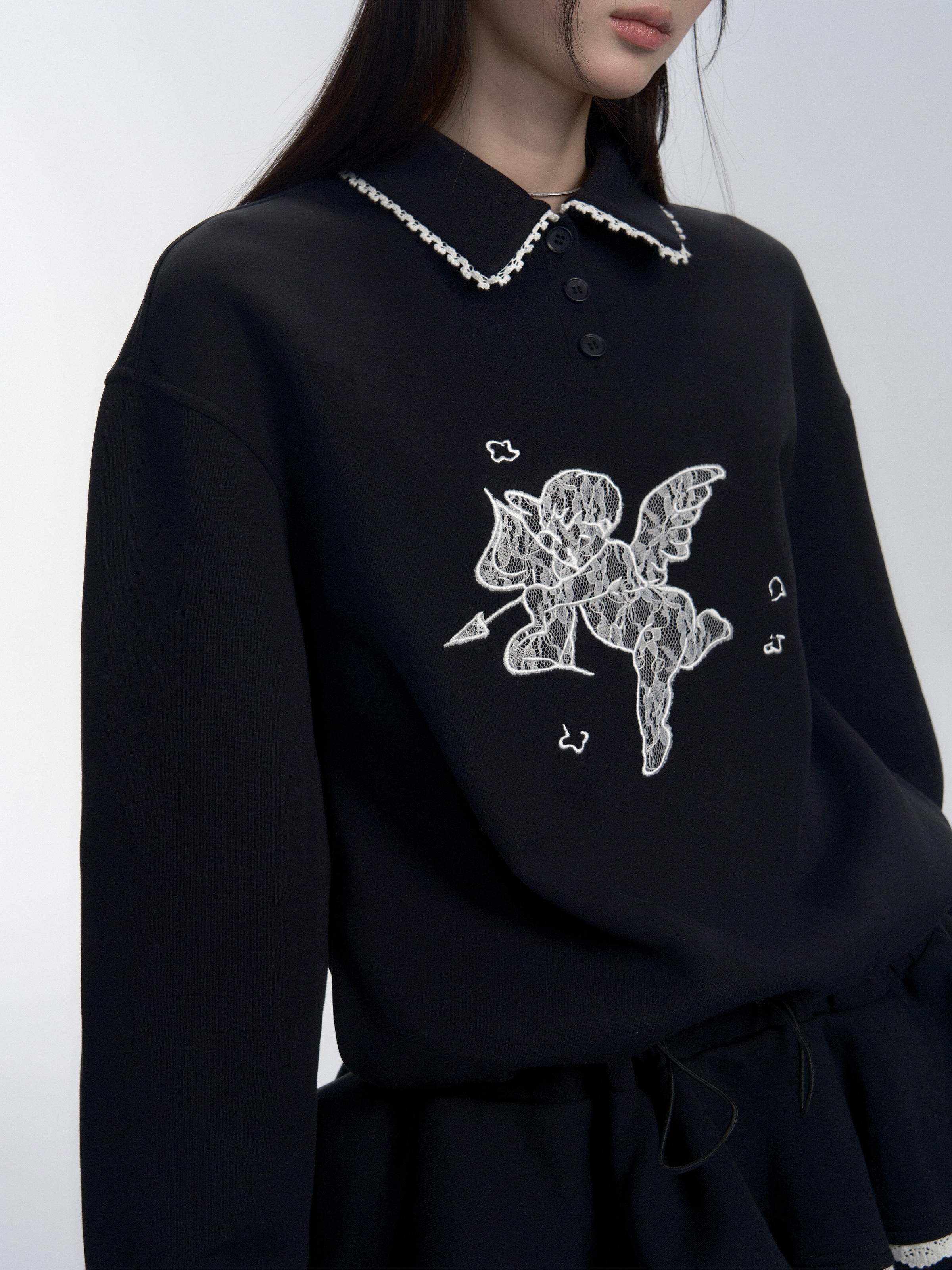 Angel Arrival Black Lace Splicing Hoodie Dress - Sweet Cool Spring Summer Style for Effortless 90s Y2K Fashion