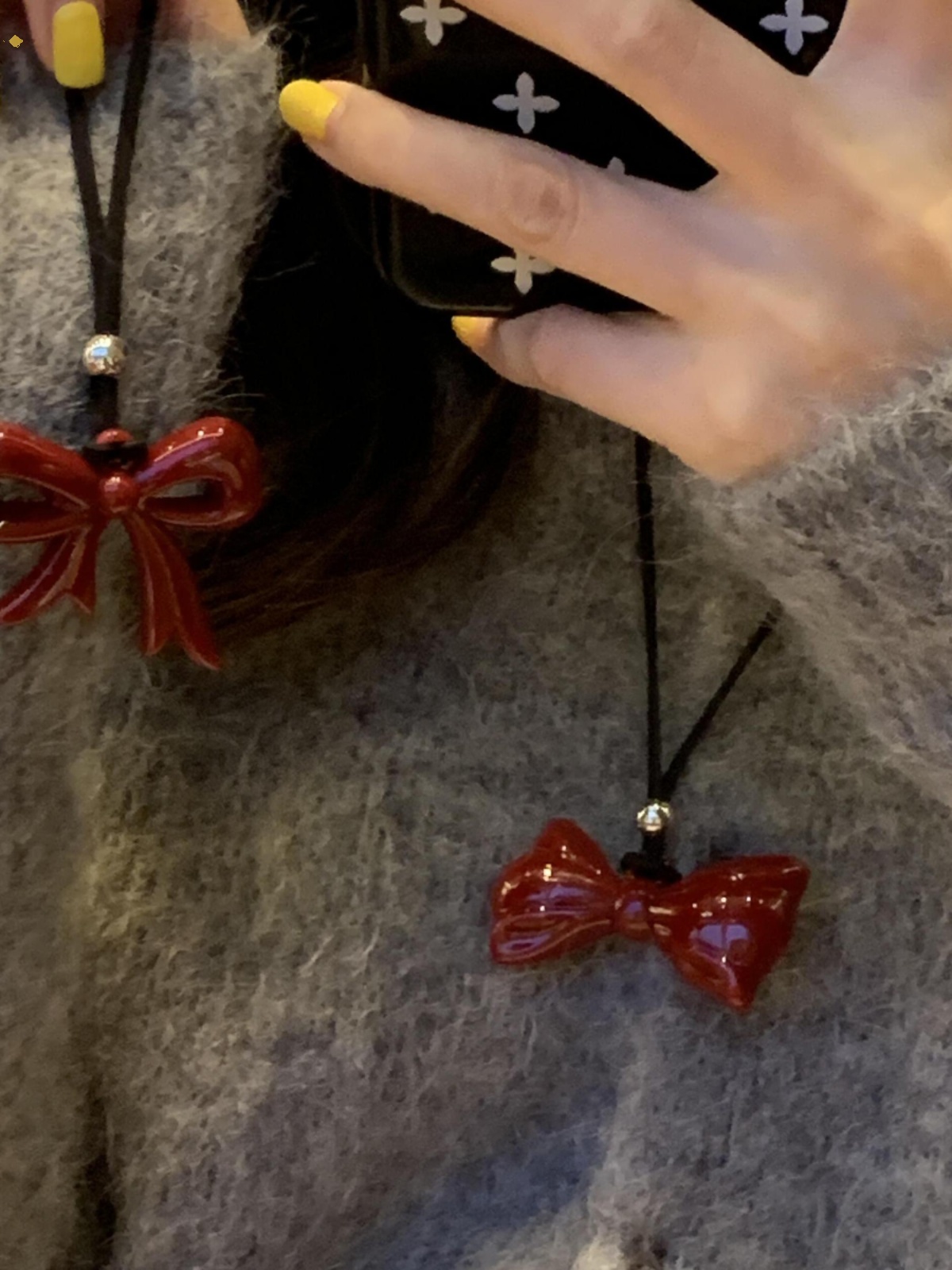 Ankara Red Butterfly Sweatshirt with Heart Pendant, Versatile Long Black Leather Cord Necklace Accessory for Girls Ankara Red Butterfly Sweatshirt with Heart Pendant, Versatile Long Black Leather Cord Necklace Accessory for Girls