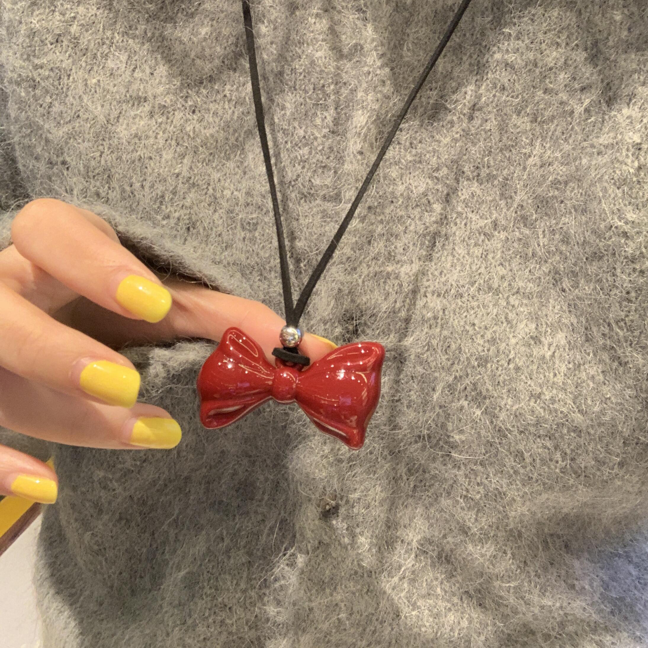 Ankara Red Butterfly Sweatshirt with Heart Pendant, Versatile Long Black Leather Cord Necklace Accessory for Girls Ankara Red Butterfly Sweatshirt with Heart Pendant, Versatile Long Black Leather Cord Necklace Accessory for Girls