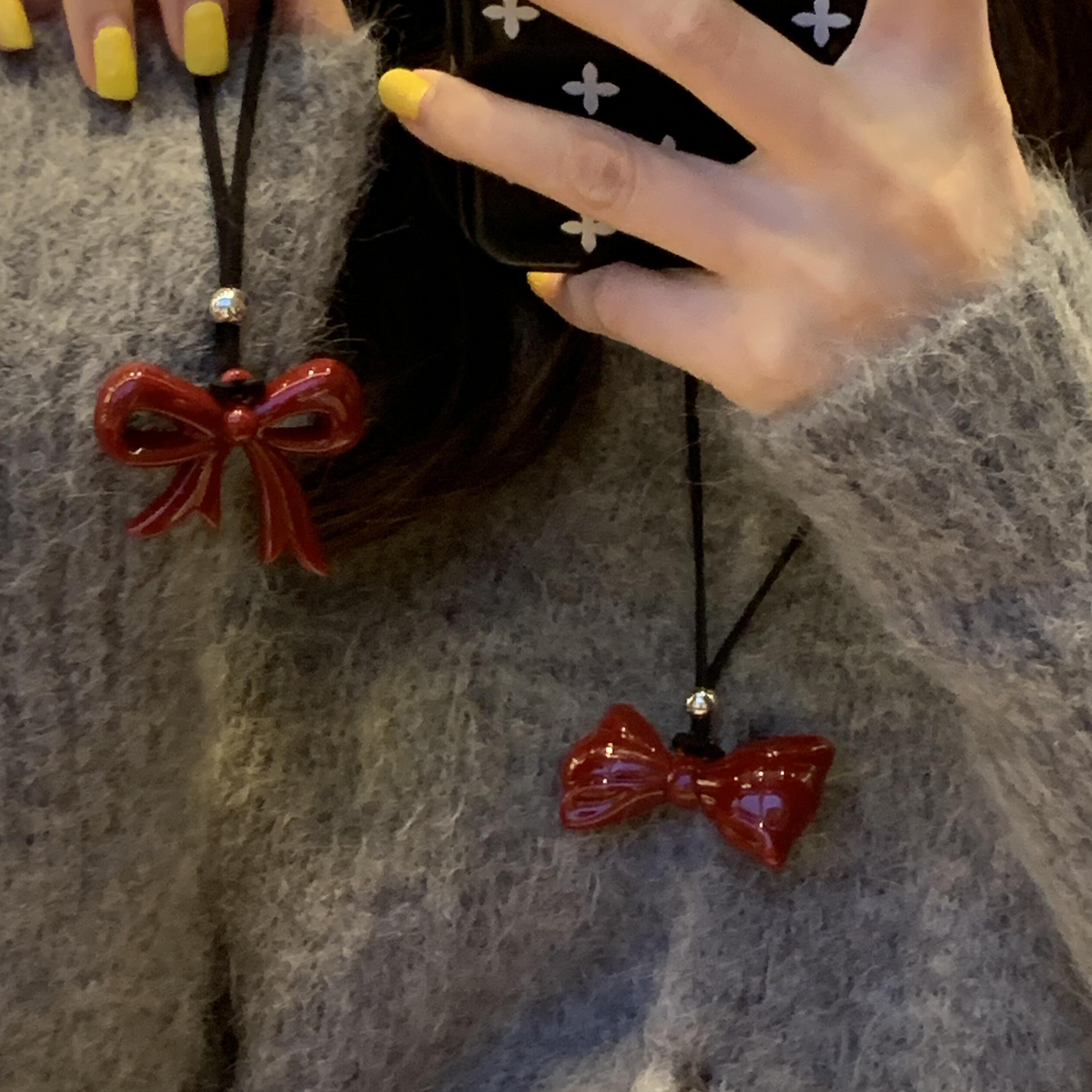 Ankara Red Butterfly Sweatshirt with Heart Pendant, Versatile Long Black Leather Cord Necklace Accessory for Girls Ankara Red Butterfly Sweatshirt with Heart Pendant, Versatile Long Black Leather Cord Necklace Accessory for Girls