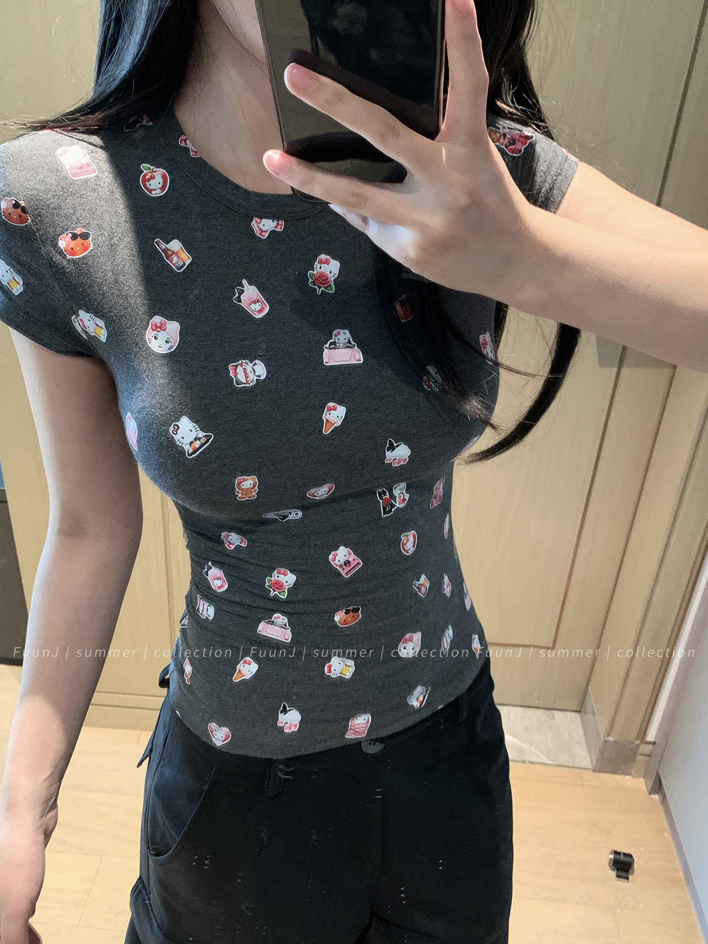 Annie Slim Fit Cartoon Print Short Sleeve T-Shirt for Women - Versatile Round Neck Summer Top, Perfect for Y2K and Casual Style Annie Slim Fit Cartoon Print Short Sleeve T-Shirt for Women - Versatile Round Neck Summer Top, Perfect for Y2K and Casual Style