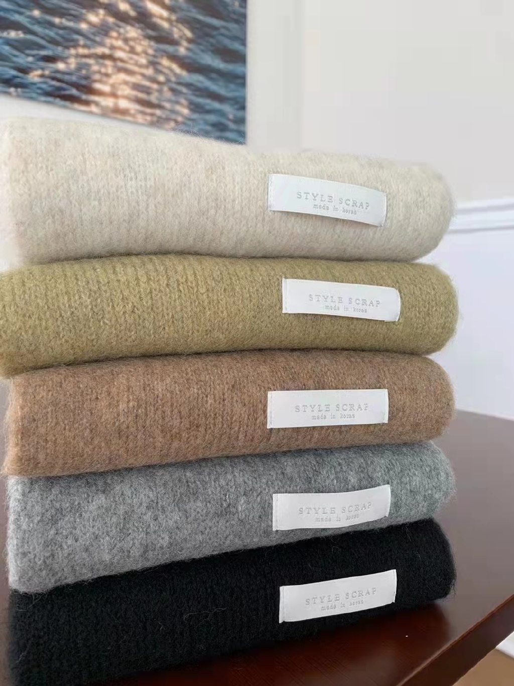 Antique White Cotton Candy Knitted Scarf for Autumn & Winter - Korean Style Wool Blend Fashion Accessory Antique White Cotton Candy Knitted Scarf for Autumn & Winter - Korean Style Wool Blend Fashion Accessory