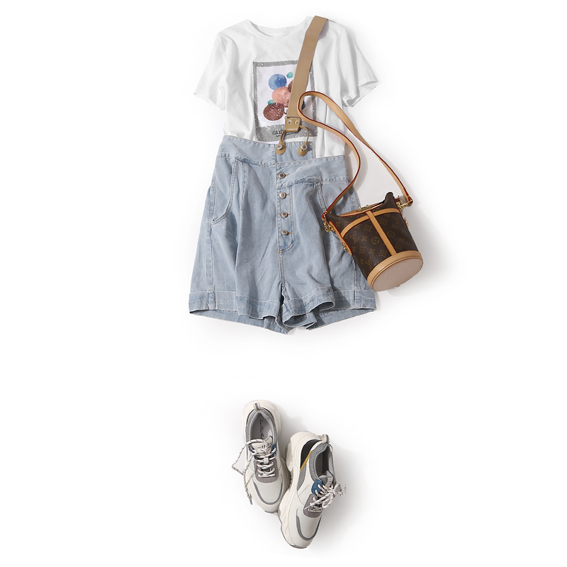 Asymmetrical One-Shoulder Denim Shorts with Side Tie and Buckle - Trendy Summer Women's Fashion in Korean Style