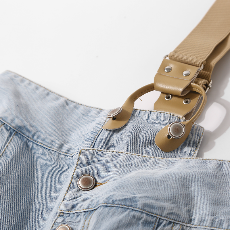 Asymmetrical One-Shoulder Denim Shorts with Side Tie and Buckle - Trendy Summer Women's Fashion in Korean Style