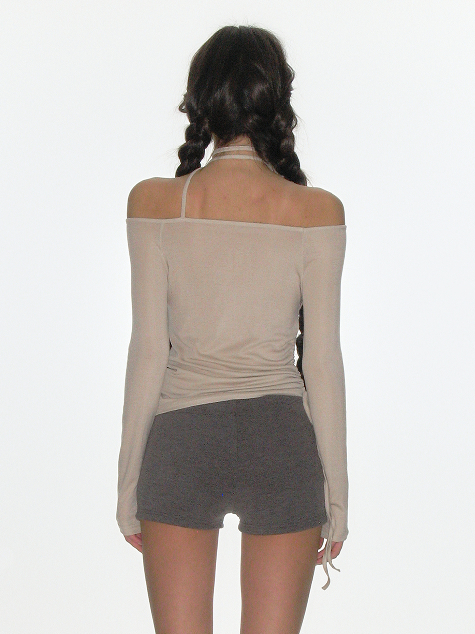 Asymmetrical One-Shoulder Slim Fit Tee - Lightweight Long Sleeve Korean Hot Girl Style with Rose Design for Spring/Summer 2025 Asymmetrical One-Shoulder Slim Fit Tee - Lightweight Long Sleeve Korean Hot Girl Style with Rose Design for Spring/Summer 2025