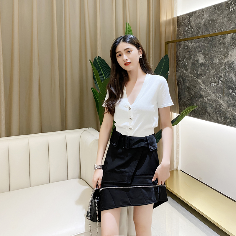 Asymmetrical Slant Hem Casual Half Skirt with Waist Belt - Trendy Summer Fashion for Women, Stylish European Design Asymmetrical Slant Hem Casual Half Skirt with Waist Belt - Trendy Summer Fashion for Women, Stylish European Design