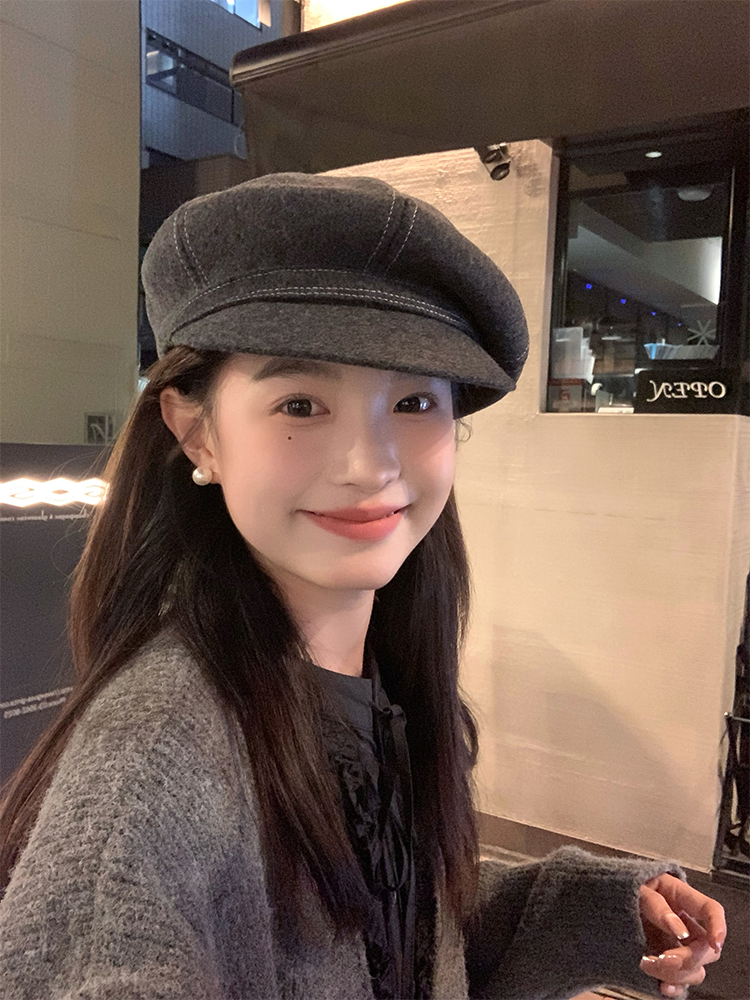 Australian Wool Beret for Women - 2025 Autumn Winter Style, Painter's Hat Brim, Flattering Face Shape, Versatile Fashion Accessory