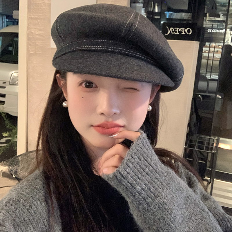 Australian Wool Beret for Women - 2025 Autumn Winter Style, Painter's Hat Brim, Flattering Face Shape, Versatile Fashion Accessory