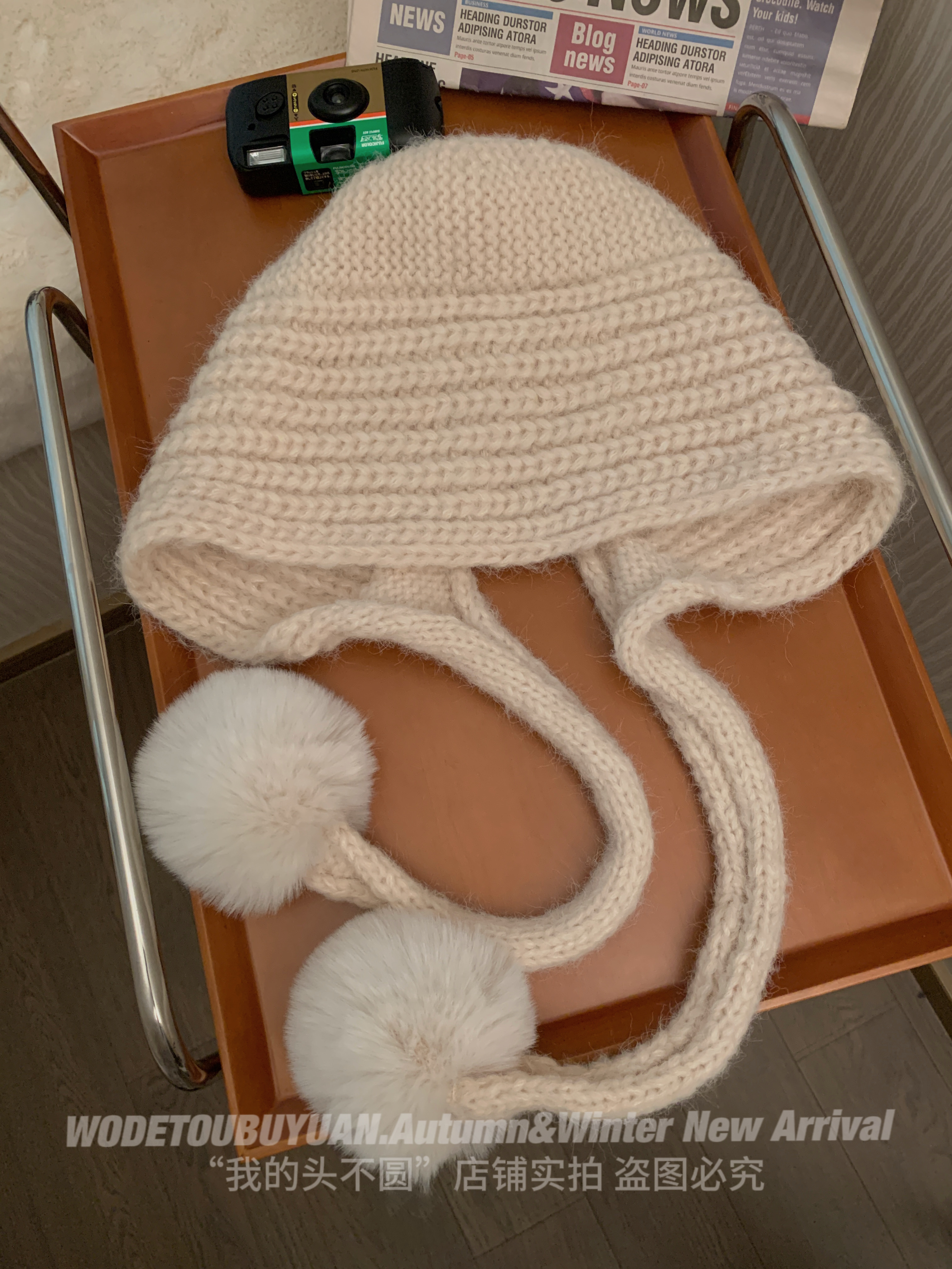 Autumn Winter Knitted Wool Hat for Women, Warm Pom-Pom Beanie, Versatile Face-Shaping Lei Feng Style, Cozy Ear Protection Autumn Winter Knitted Wool Hat for Women, Warm Pom-Pom Beanie, Versatile Face-Shaping Lei Feng Style, Cozy Ear Protection