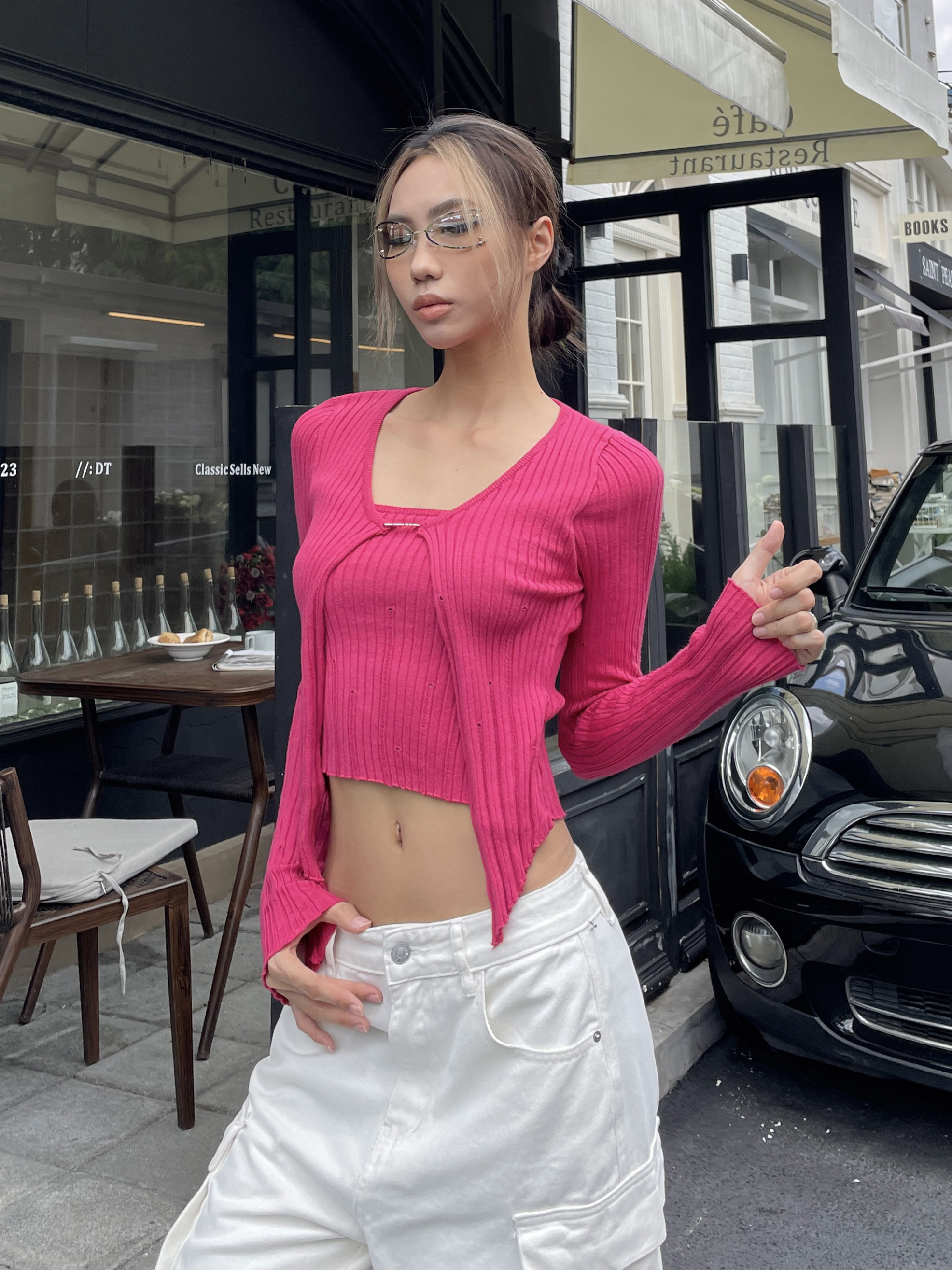 Autumn Winter Slimming Long-Sleeve Knitted Top - Sweet Faux Two-Piece Design, American Style for Trendy Women Autumn Winter Slimming Long-Sleeve Knitted Top - Sweet Faux Two-Piece Design, American Style for Trendy Women