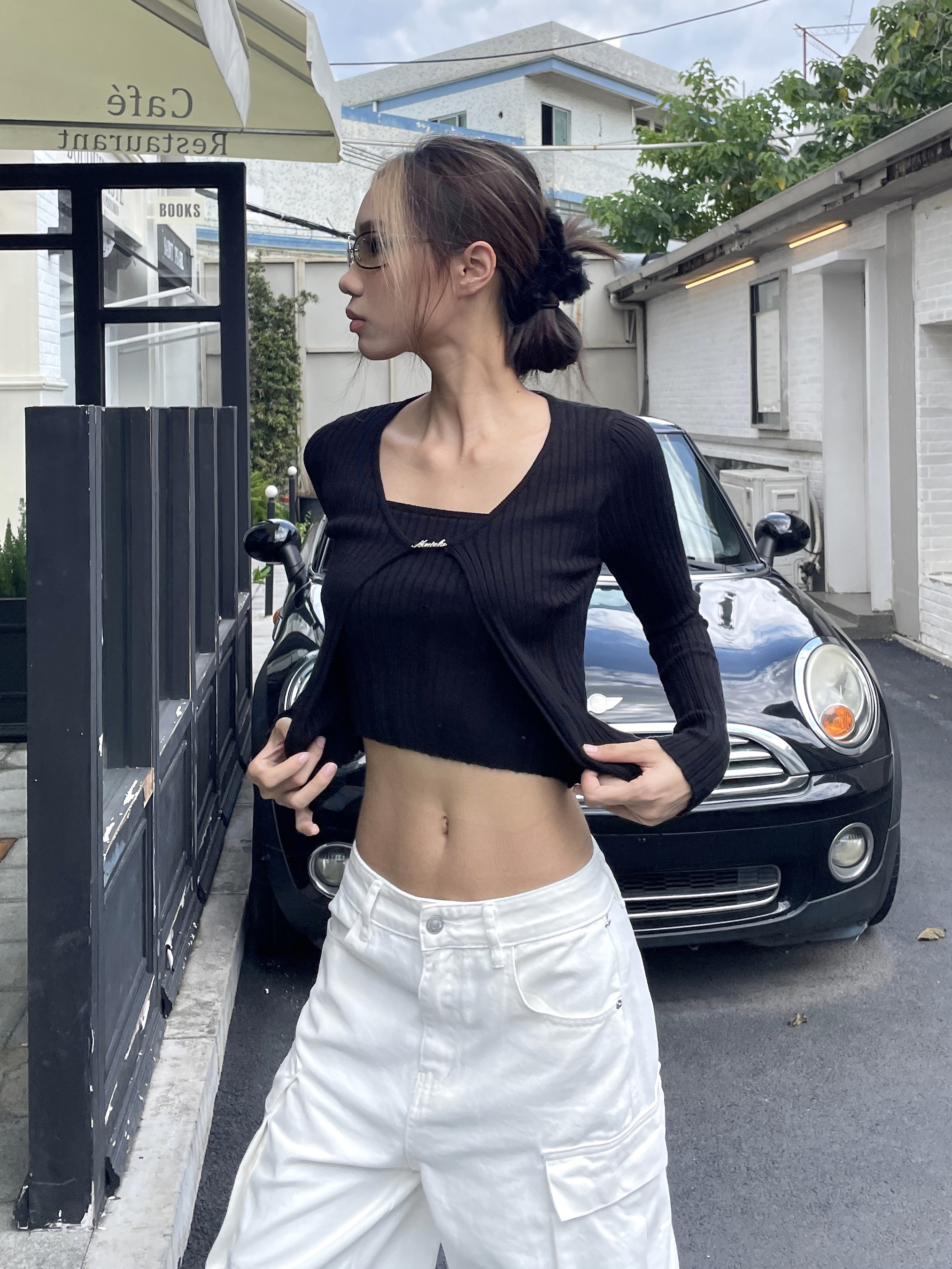 Autumn Winter Slimming Long-Sleeve Knitted Top - Sweet Faux Two-Piece Design, American Style for Trendy Women Autumn Winter Slimming Long-Sleeve Knitted Top - Sweet Faux Two-Piece Design, American Style for Trendy Women