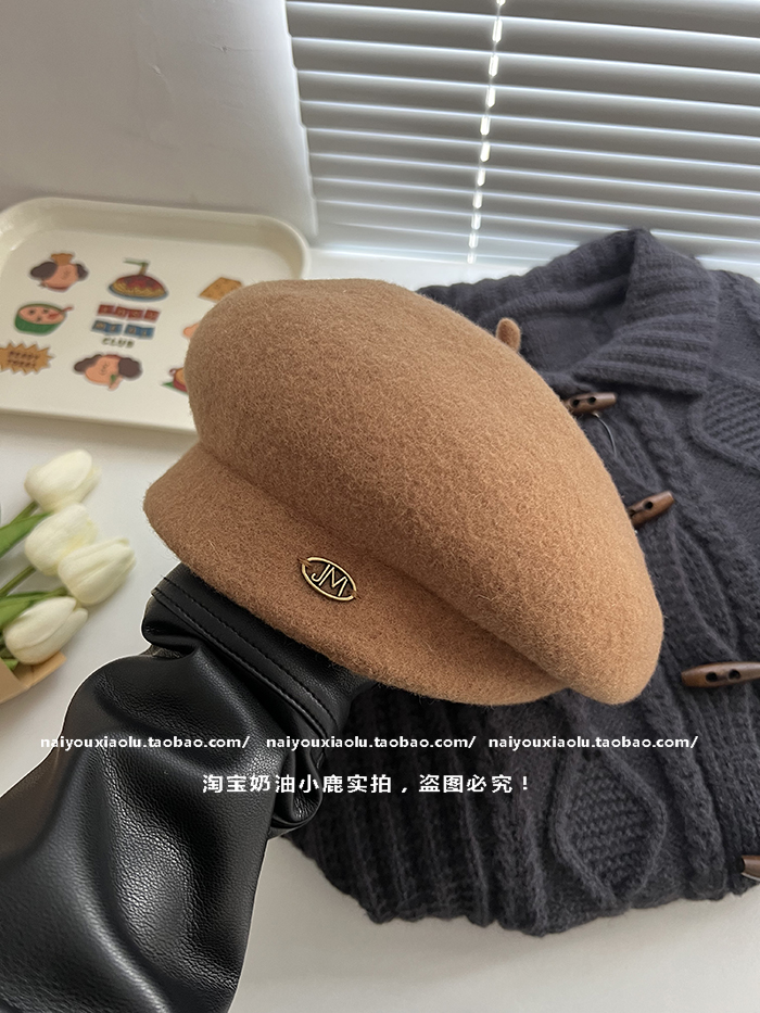 Autumn Winter Women's Australian Wool Beret - French Vintage Painter Hat, Flattering Face Shape, Trendy High-End Style Autumn Winter Women's Australian Wool Beret - French Vintage Painter Hat, Flattering Face Shape, Trendy High-End Style