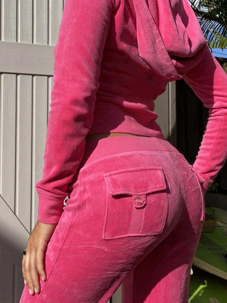 Autumn Winter Women's Velvet Hooded Zipper Jacket & Flared Pants Set - Stylish Two-Piece Outfit for Trendy Looks Autumn Winter Women's Velvet Hooded Zipper Jacket & Flared Pants Set - Stylish Two-Piece Outfit for Trendy Looks