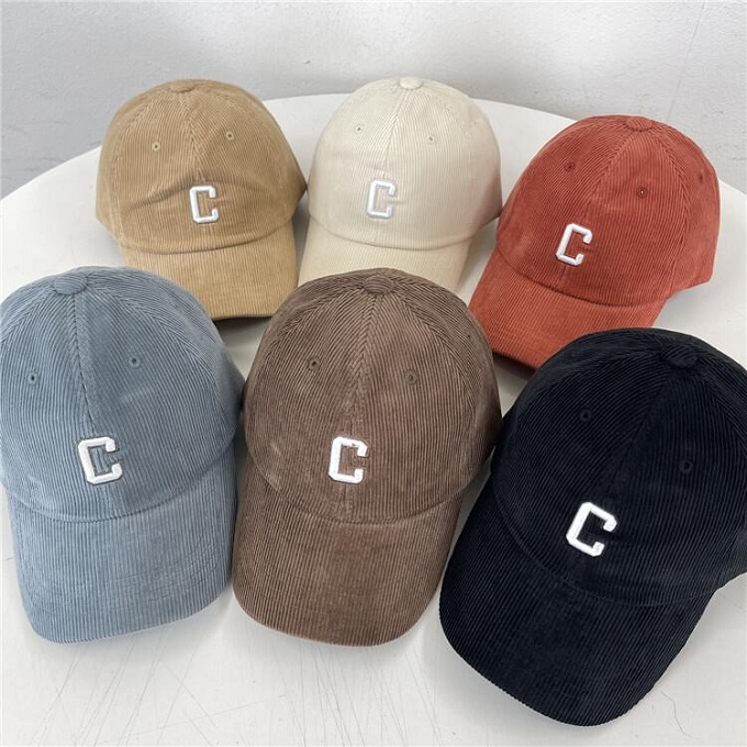 Baby Sauce Letter C 3D Embroidery Corduroy Duckbill Baseball Cap - Korean Style Autumn/Winter Edition Baby Sauce Letter C 3D Embroidery Corduroy Duckbill Baseball Cap - Korean Style Autumn/Winter Edition