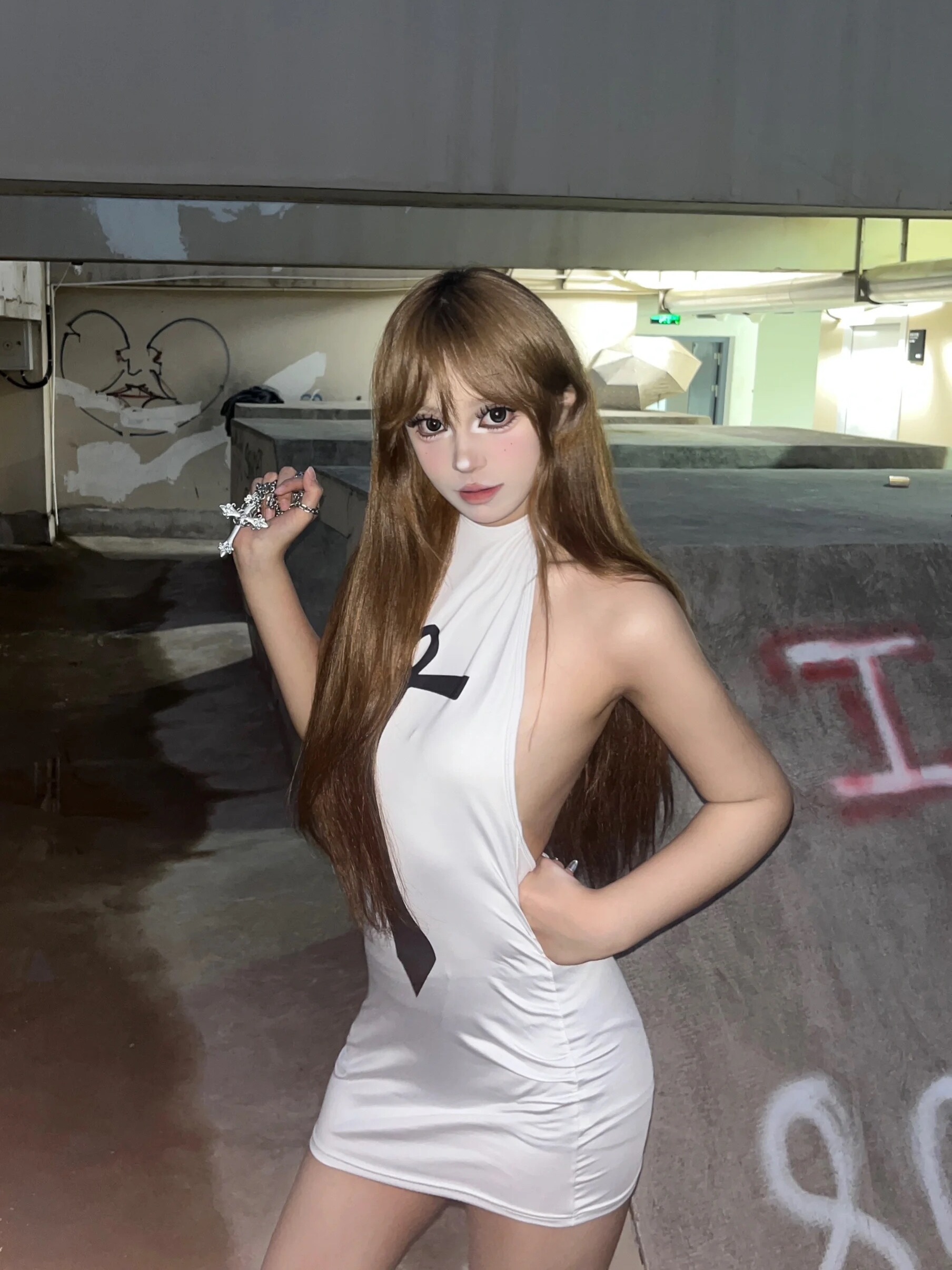 Backless Bodycon Mini Dress for Women - Halter Tie Strap, Printed Summer Dress in European American Instagram Style