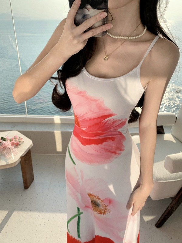 Backless Floral Print Bodycon Long Dress for Women - Sexy Summer Beach Vacation Style Backless Floral Print Bodycon Long Dress for Women - Sexy Summer Beach Vacation Style