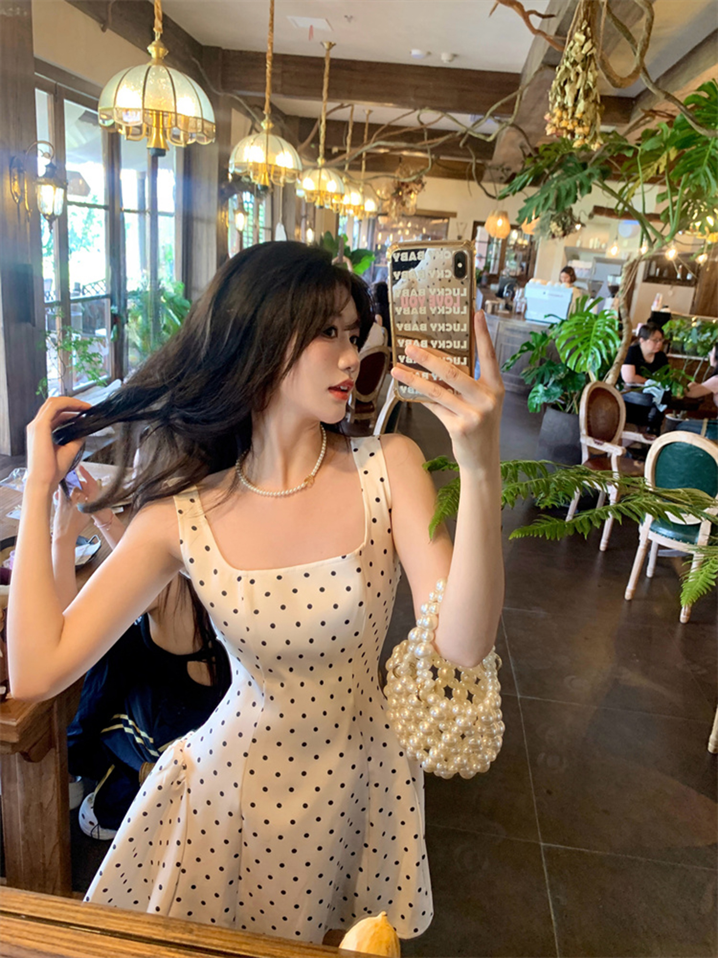 Backless Polka Dot Dress with Bow, Waist-Cinching Pleated Skirt, Slimming Eccentric Style for Women - Perfect for Y2K Fashion Backless Polka Dot Dress with Bow, Waist-Cinching Pleated Skirt, Slimming Eccentric Style for Women - Perfect for Y2K Fashion