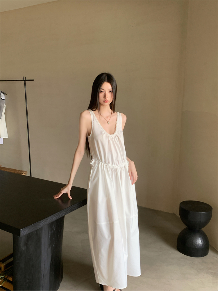 Backless Ruffled Tank Dress - Eccentric Elegant Waist-Cinching Slimming Long Dress for Vacation, Summer Style Backless Ruffled Tank Dress - Eccentric Elegant Waist-Cinching Slimming Long Dress for Vacation, Summer Style