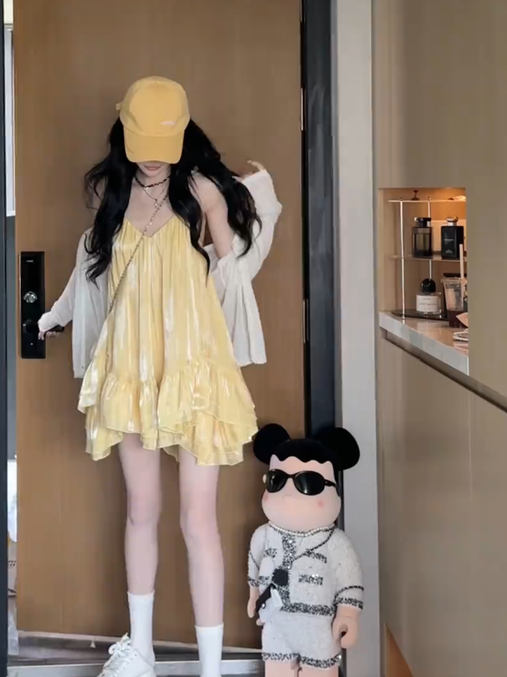 Backless Yellow Spaghetti Strap Dress for Women - French Style Ruffled Summer 2025 Beach Vacation Essential