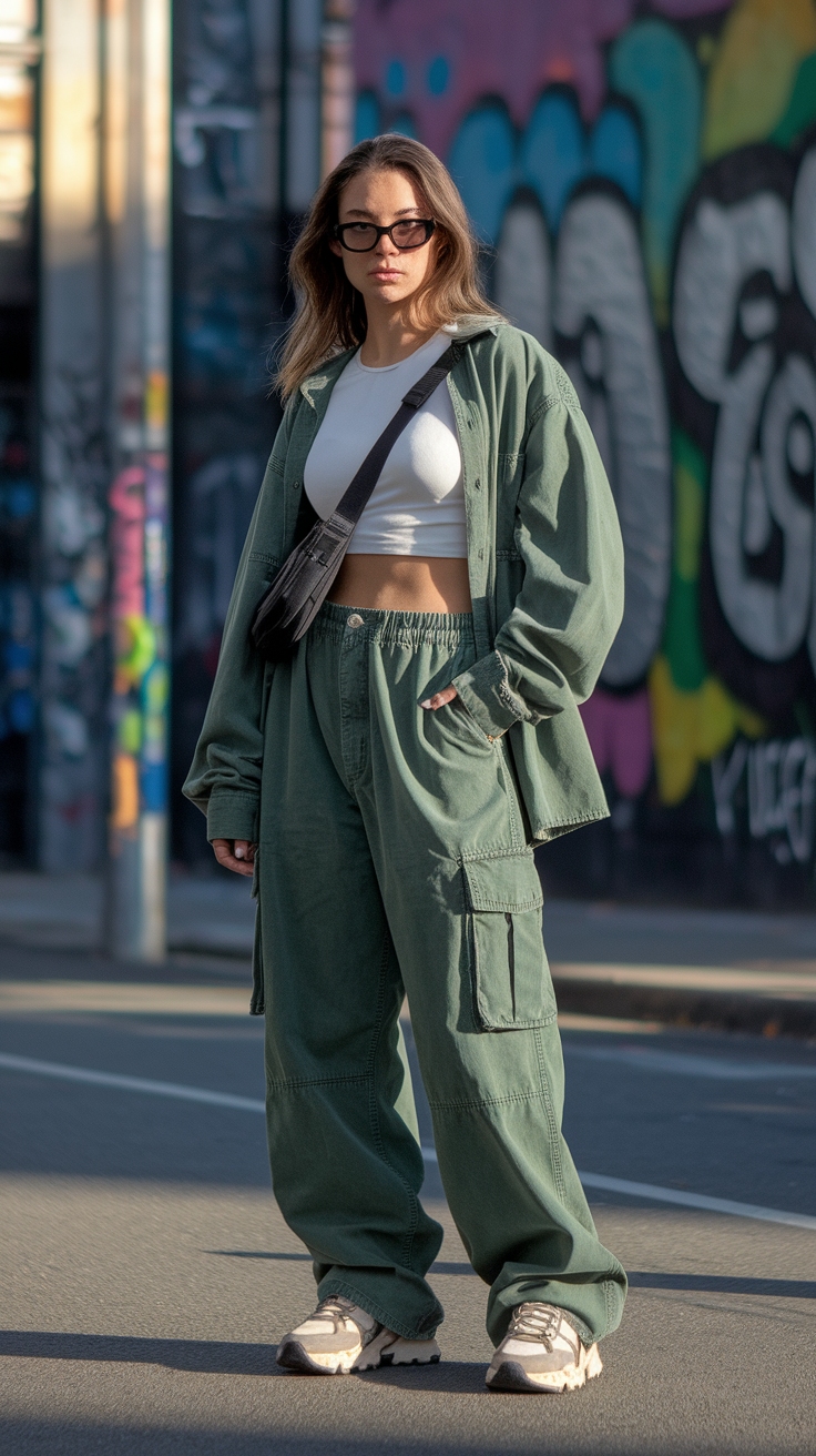 Baggy Green Cargo Pants Outfit: A Stylish Choice for All outfit idea