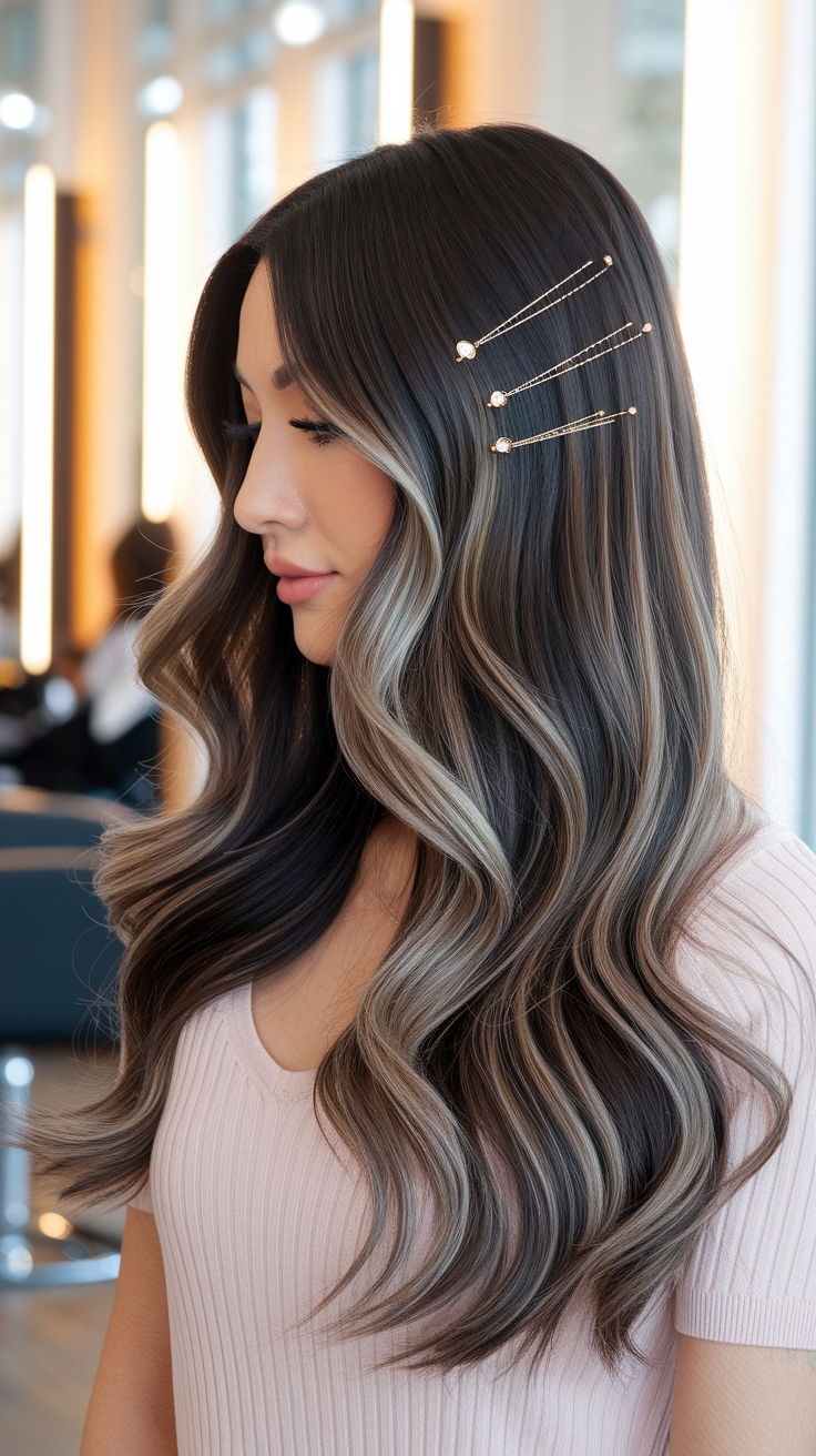 balayage hair on dark hair
