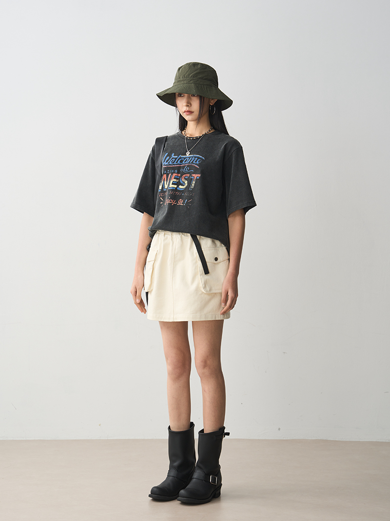 Beige Belted A-Line Mini Skirt for Women - Versatile Pocket Design Workwear Skirt for Summer 2025 Beige Belted A-Line Mini Skirt for Women - Versatile Pocket Design Workwear Skirt for Summer 2025