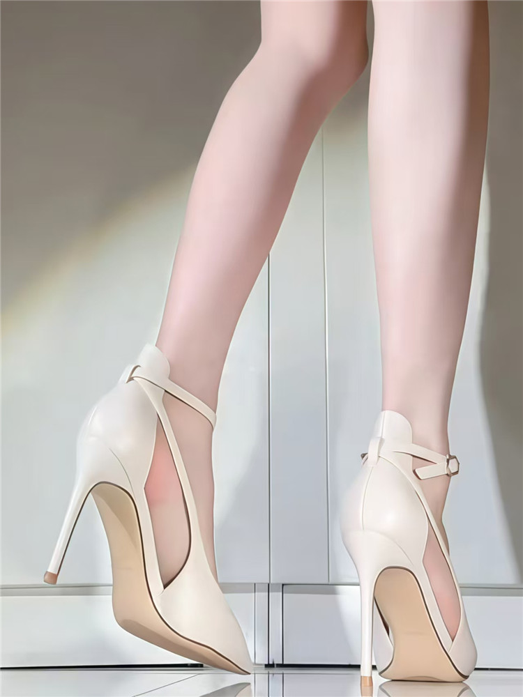 Beige Pointed Toe High Heels for Women - 2025 One-Strap Thin Heel Work Shoes, Versatile Soft Leather Elegant Footwear Beige Pointed Toe High Heels for Women - 2025 One-Strap Thin Heel Work Shoes, Versatile Soft Leather Elegant Footwear