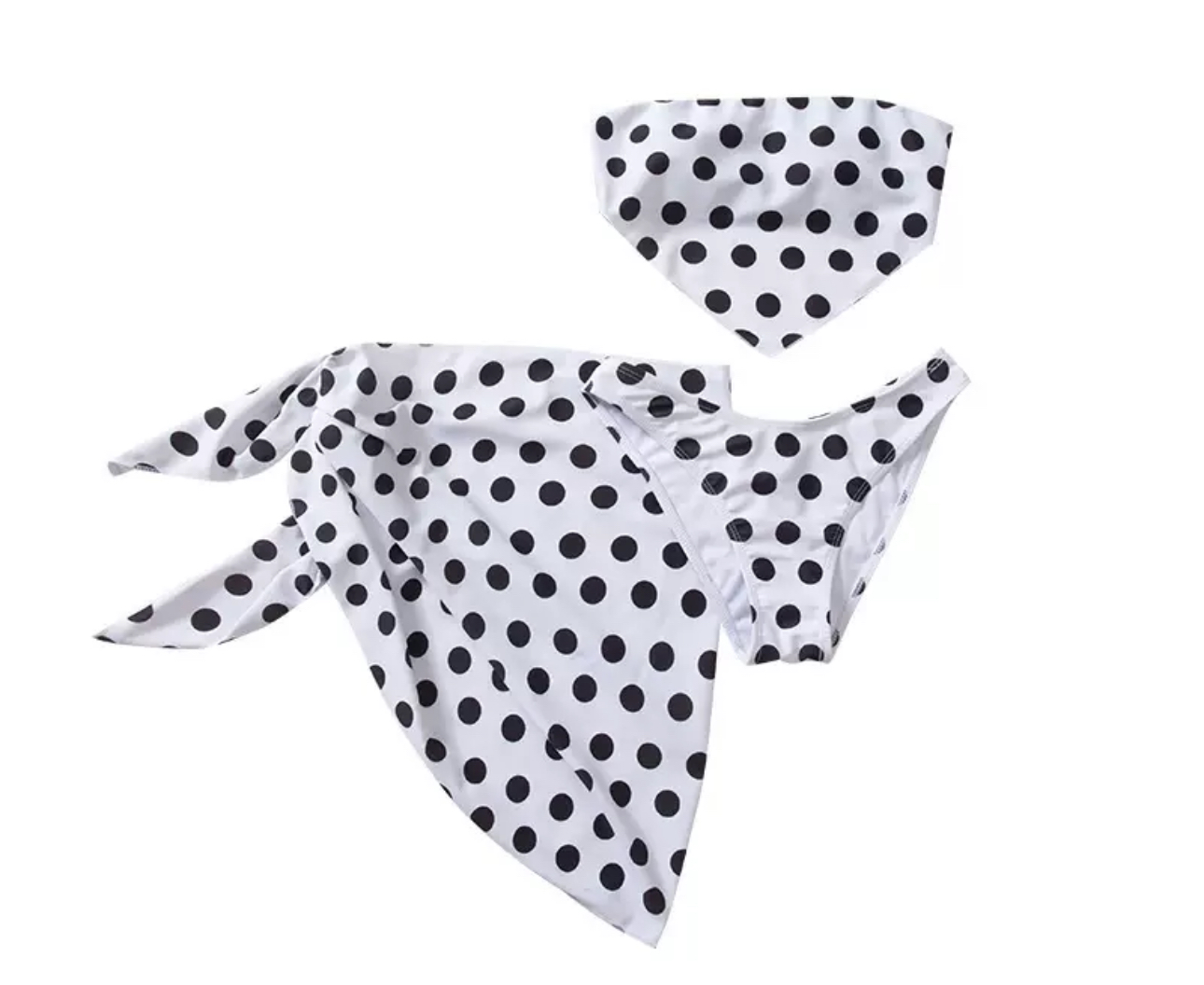 Black and White Polka Dot Two-Piece Bikini Set - Sexy Summer Swimsuit for Beach Vacation, Y2K Style