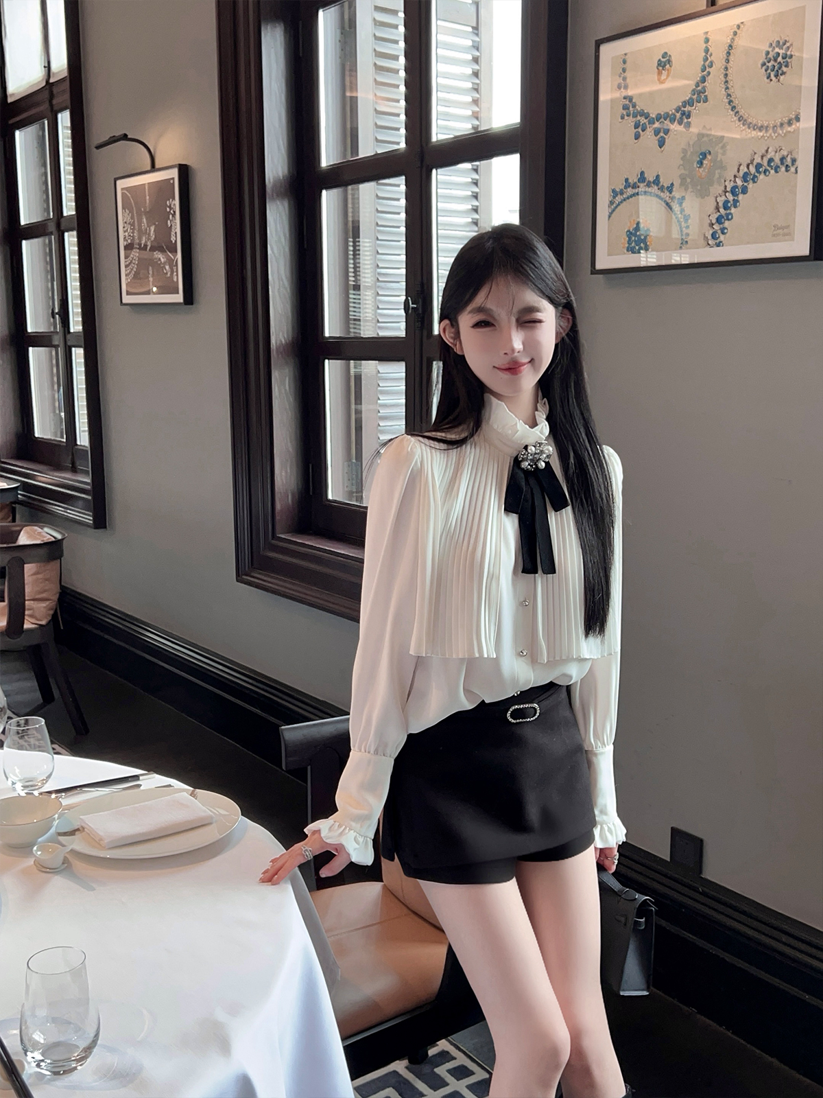 Black Bodycon Woolen Skirt with Belt - High Waist, Short Side Split Design for Winter Fashion Black Bodycon Woolen Skirt with Belt - High Waist, Short Side Split Design for Winter Fashion